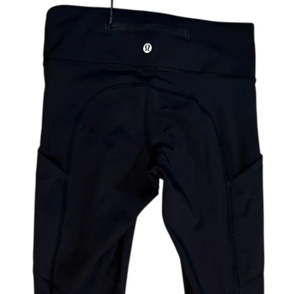Lululemon Invigorate High Rise Tight Leggings 26 inches Black Side Pockets Sz 4‎